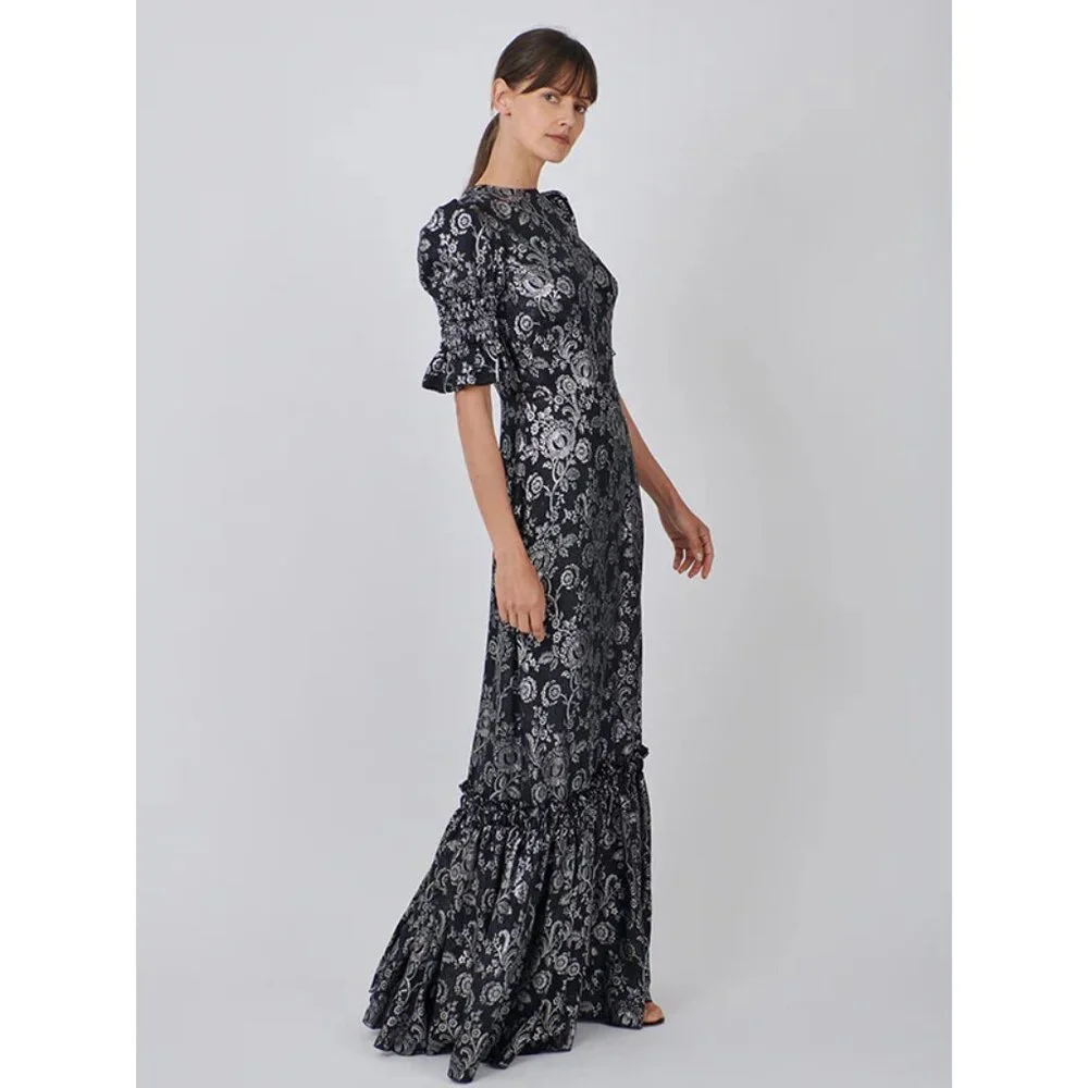$3245 NWT The Vampire’s Wife ‘The Night Flight’ Gown in Ink Black and Silver - Picture 3 of 13